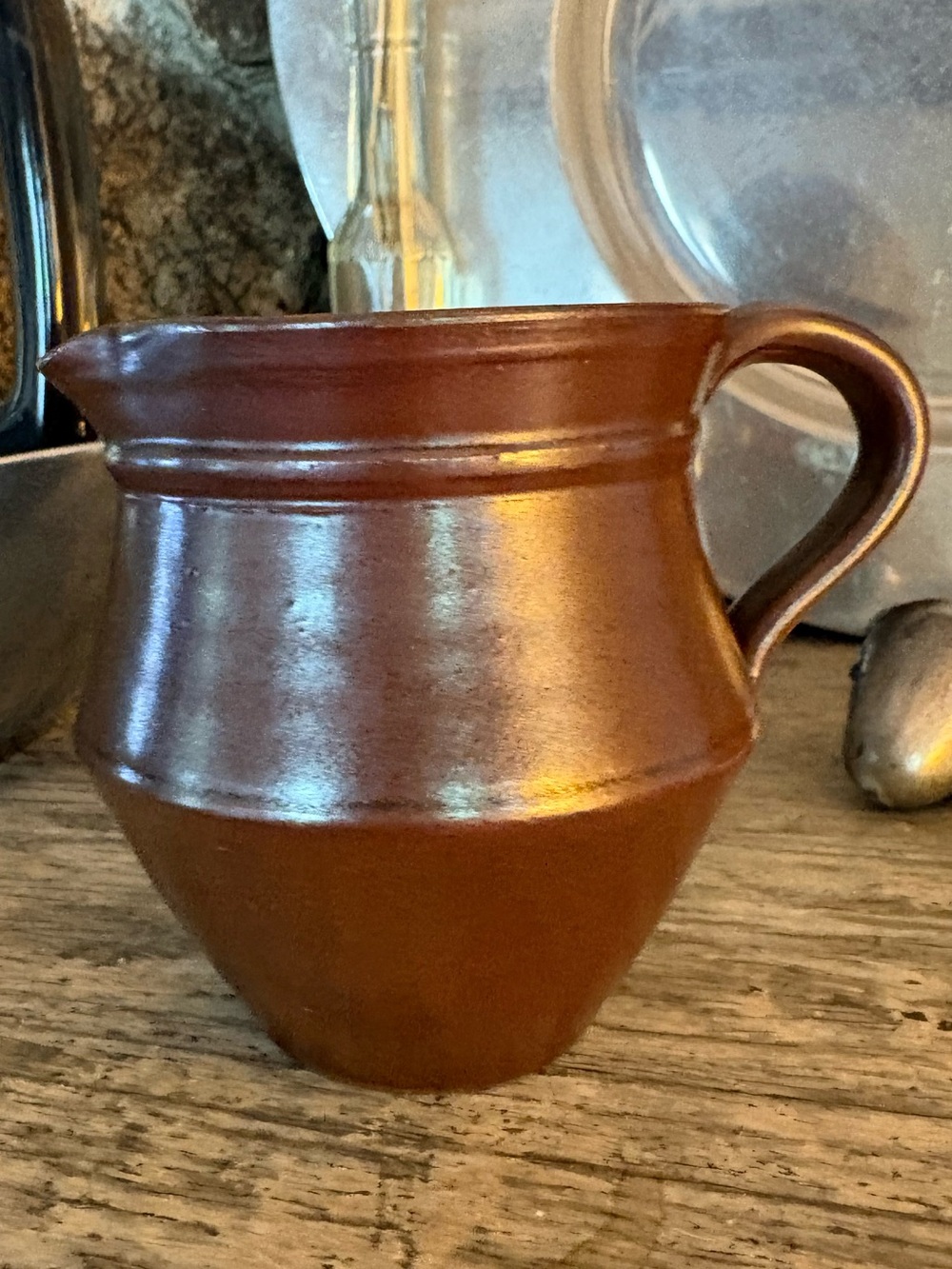 Brown Ceramic Creamer Pitcher - Classic Home Art Accent Signed Studio Pottery